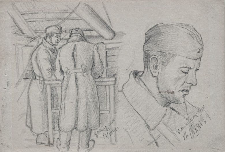 Чаусов А.Ф. (1911&ndash;1944). Закурка. Портрет Паламарчука. 1941